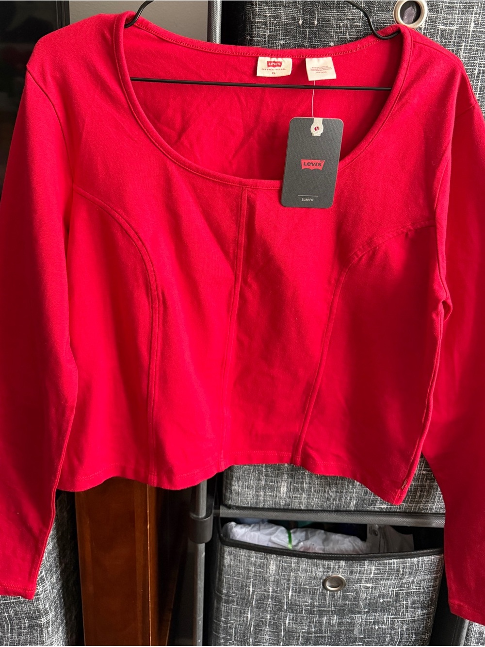 Levi's Women's Bright Red Scoop-Neck Long Sleeve Tee